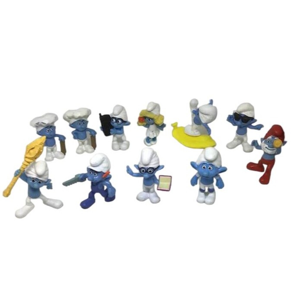 McDonalds Blue Smurfs Smurfette Handy Clumsy Panicky Figures 2011 Movie Lot 11